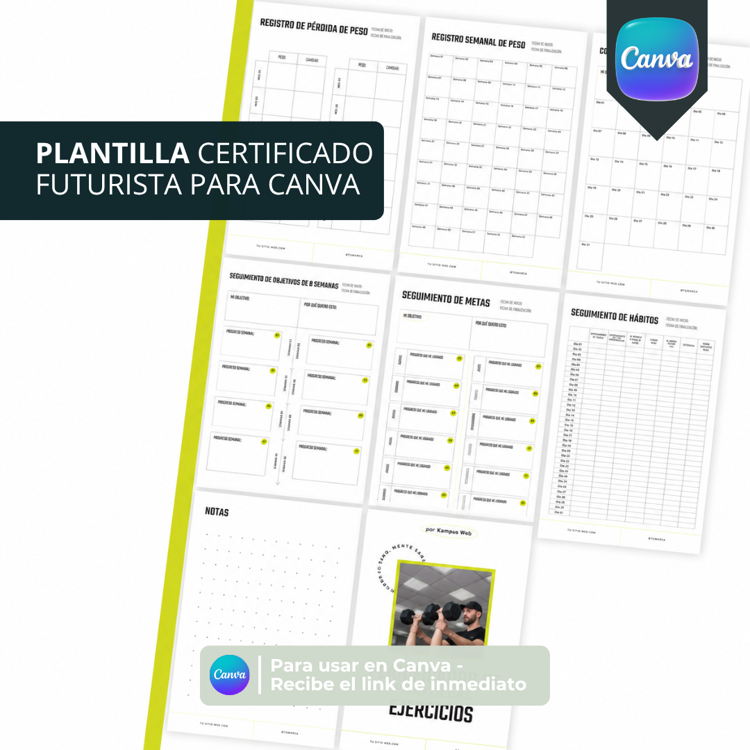 Fitness Planner para Canva | 30 Plantillas Editables