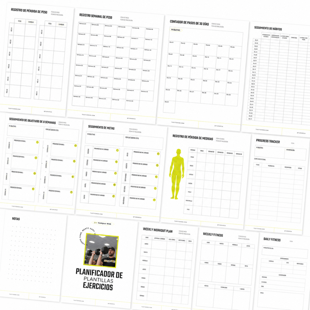 Fitness Planner para Canva | 30 Plantillas Editables