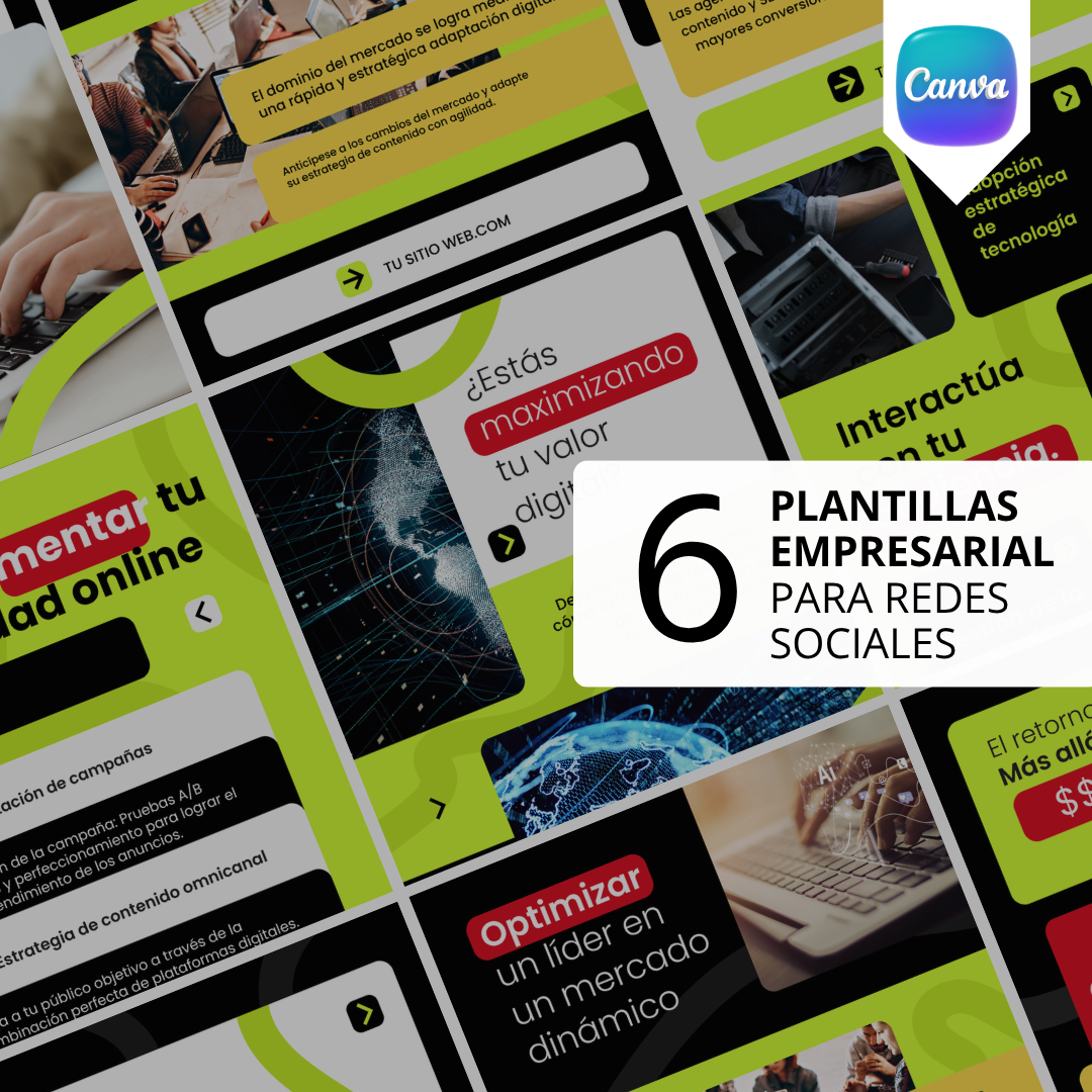 Pack de 6 Plantillas para Redes Sociales de Negocios | Canva Editable