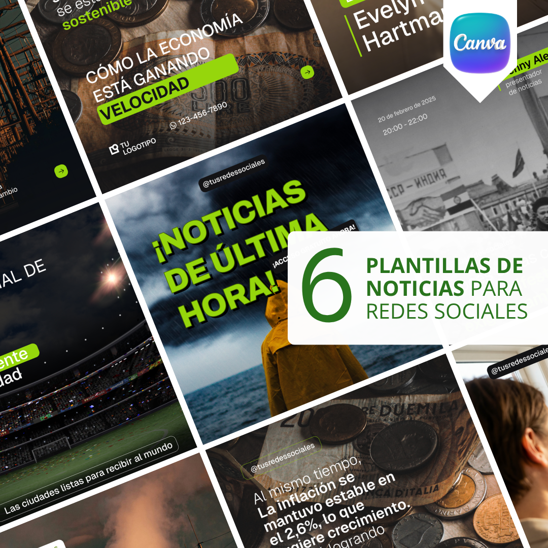Pack de 6 Plantillas de Noticias para Instagram | Canva Editable