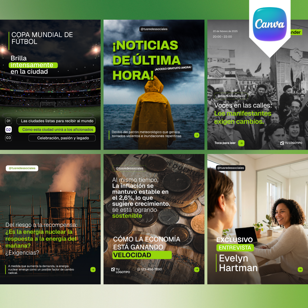 Pack de 6 Plantillas de Noticias para Instagram | Canva Editable