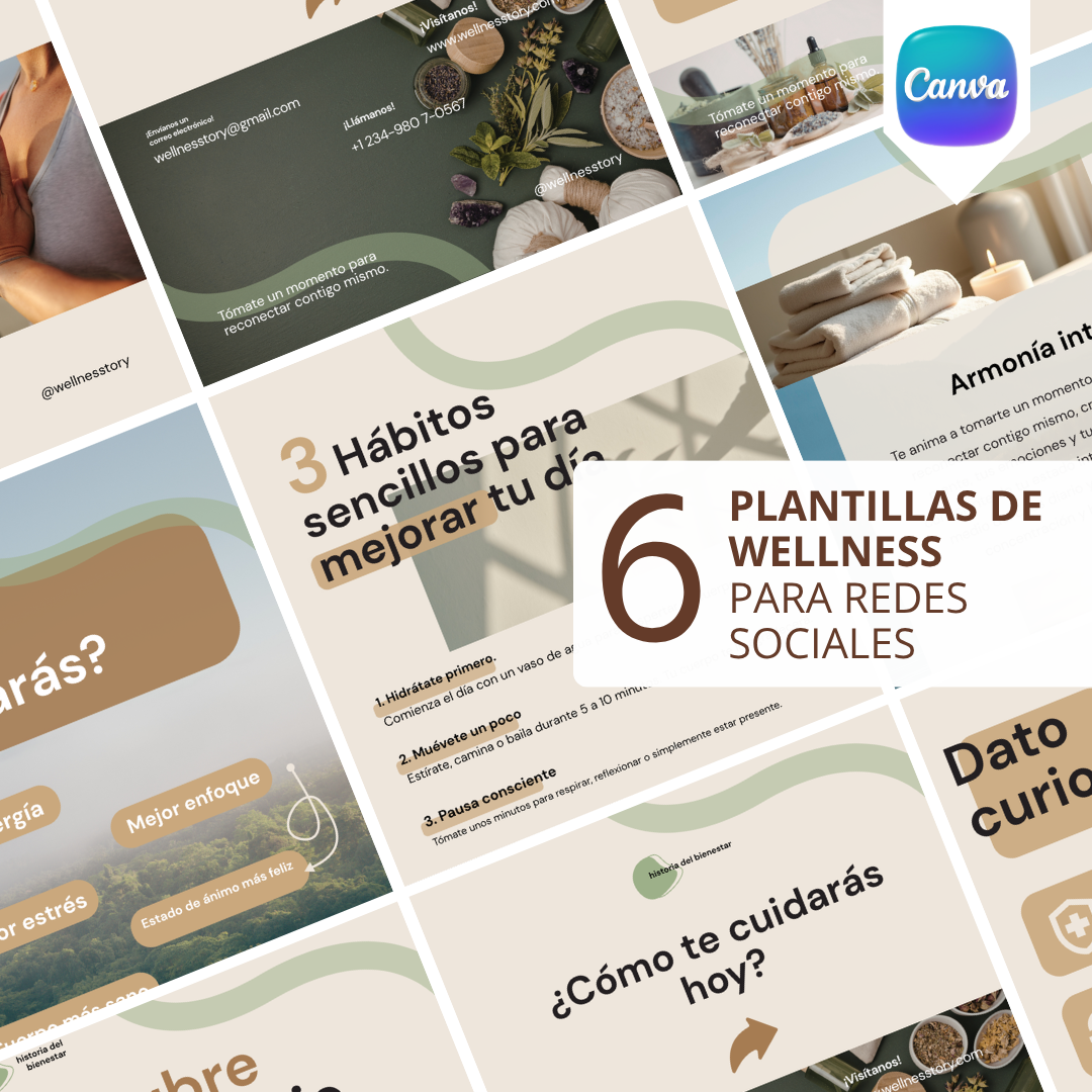 Pack de 6 Plantillas Wellness y Vida Holística para Instagram | Canva Editable