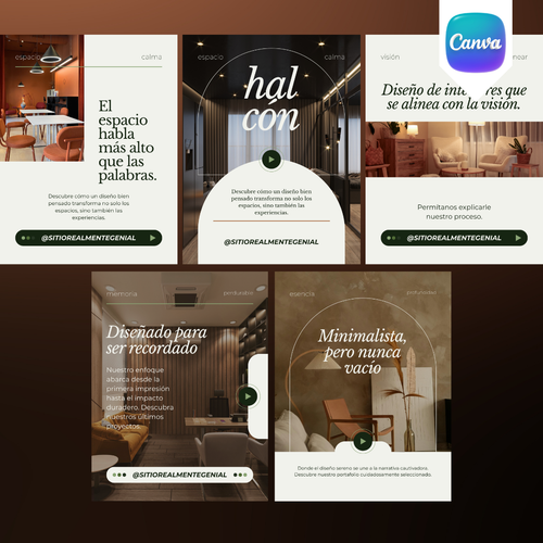 Pack de 5 Plantillas para Diseño de Interiores | Canva Editable