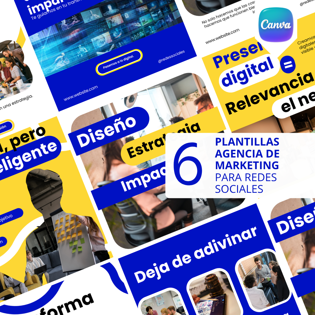 Pack de 6 Plantillas para Agencias de Marketing | Canva Editable