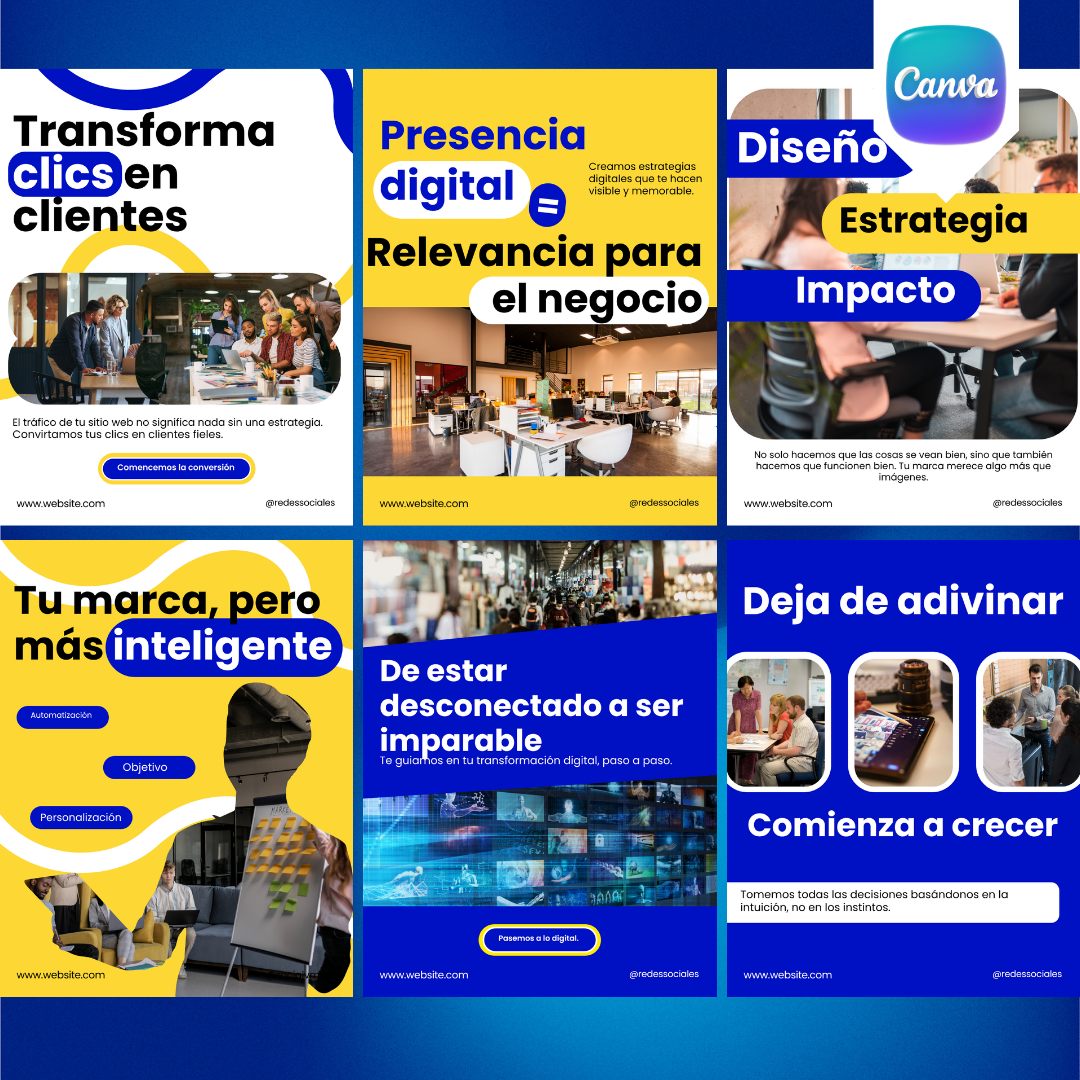 Pack de 6 Plantillas para Agencias de Marketing | Canva Editable
