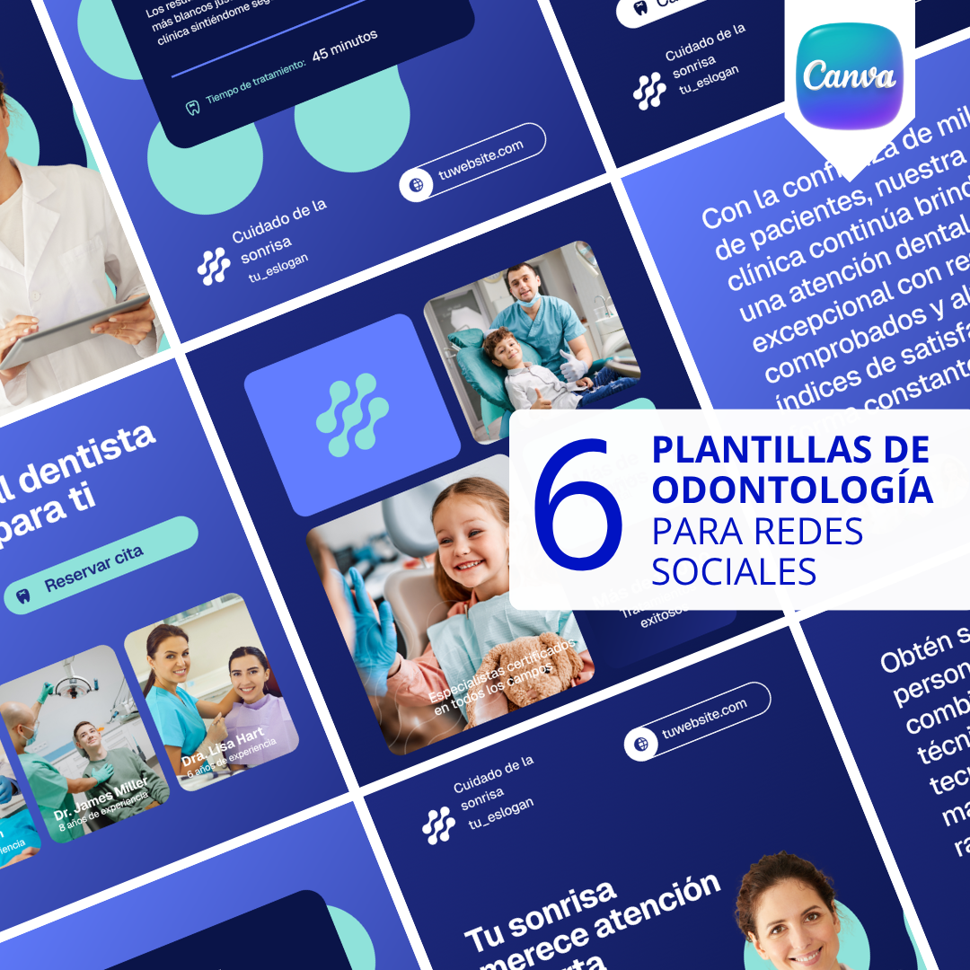 Pack de 6 Plantillas para Odontólogos | Canva Editable