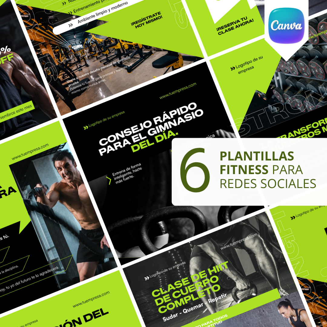 Pack de 6 Plantillas Fitness para Instagram | Canva Editable