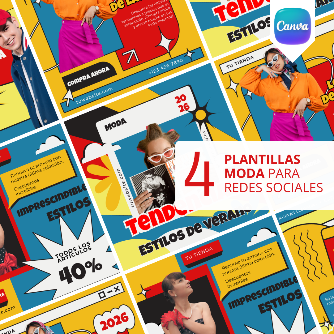 Pack de 4 Plantillas de Moda para Instagram | Canva Editable