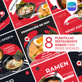 Pack de 8 Plantillas para Restaurante de Ramen | Canva Editable