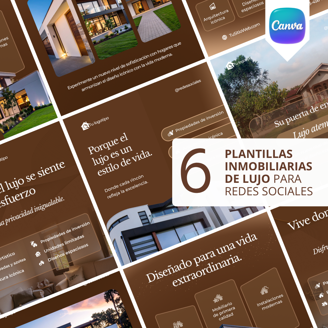 Pack de 6 Plantillas Inmobiliarias de Lujo para Instagram | Canva Editable
